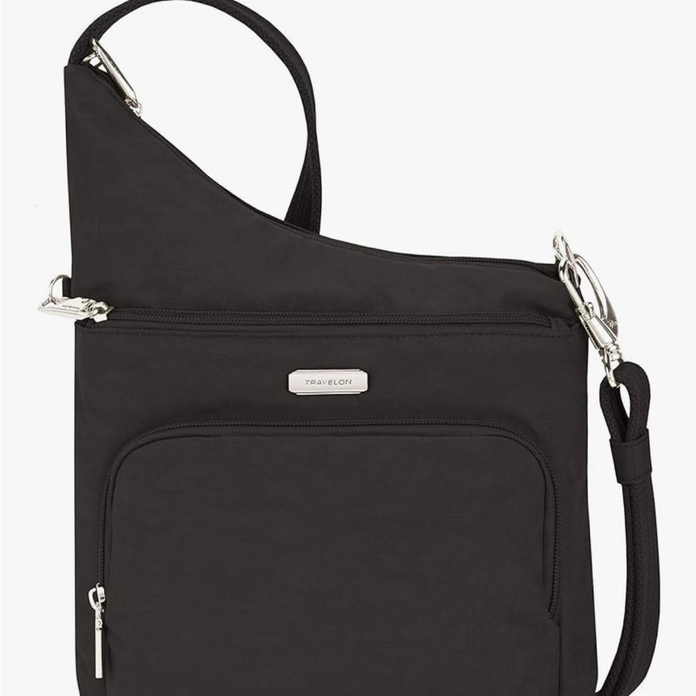 Travelon Anti-Theft Black Crossbody Bag with Silver Accents